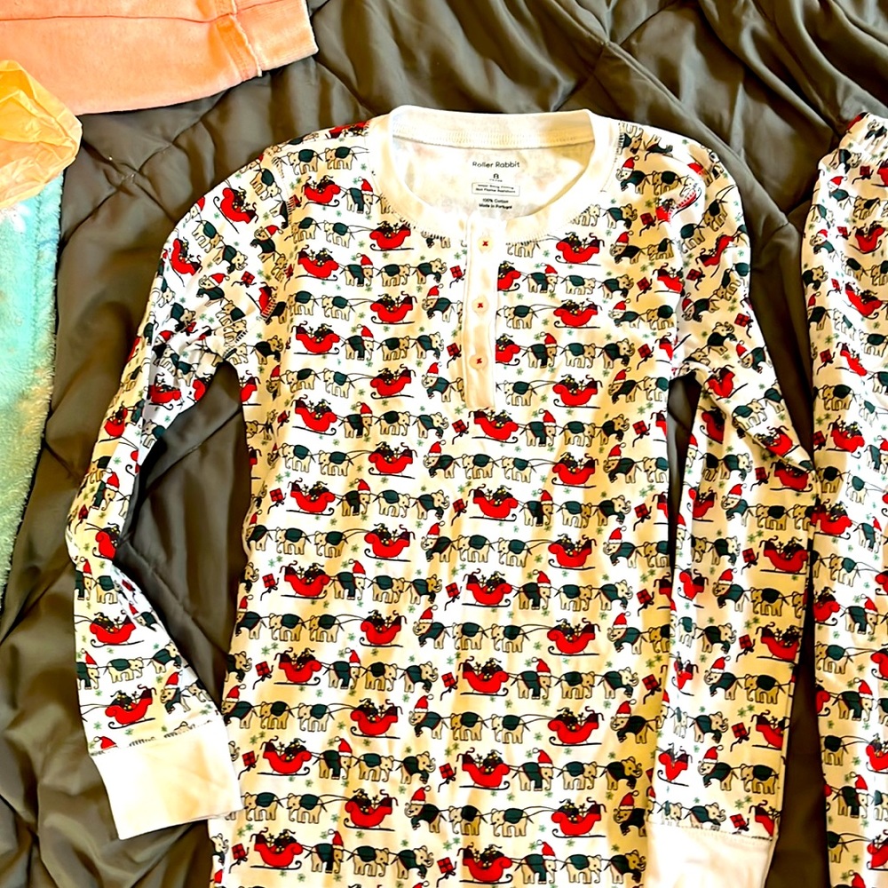 NWOT kids size 8 Roller Rabbit Xmas elephant pjs.